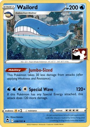 Wailord (Cosmos Holo) (038/195) [Prize Pack Series Cards] Holofoil - Uncommon