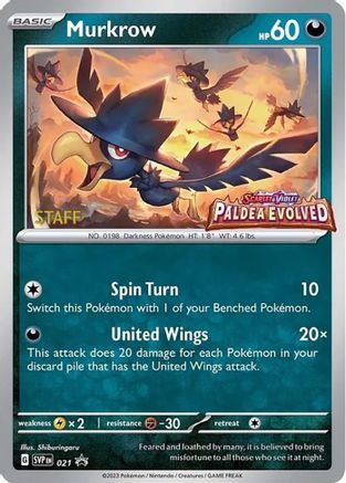 Murkrow (Prerelease) [Staff] (021) [SV Scarlet & Violet Promo Cards] Holofoil - Promo