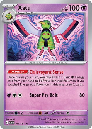 Xatu (026/091) [SV Paldean Fates] Reverse Holofoil - Rare