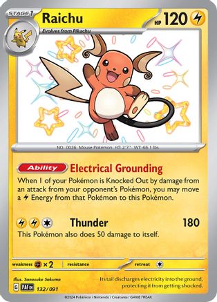 Raichu (132/091) [SV Paldean Fates] Holofoil - Shiny Rare