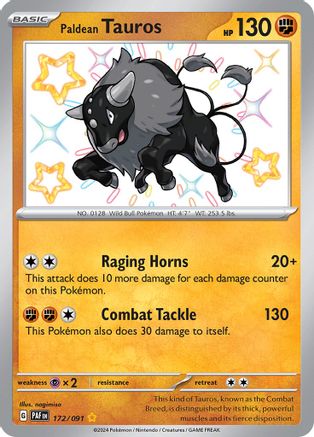 Paldean Tauros (172/091) [SV Paldean Fates] Holofoil - Shiny Rare