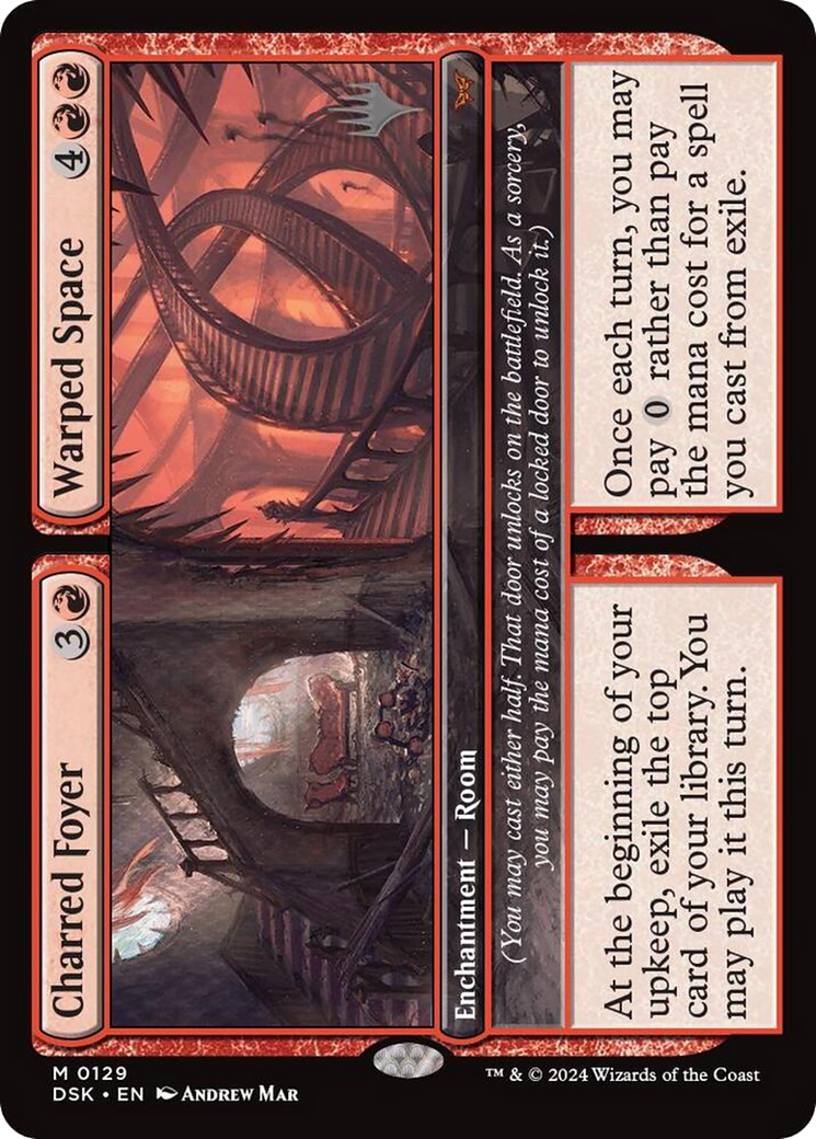 Charred Foyer // Warped Space (PPDSK-129) [Promo Pack: Duskmourn: House of Horror Promos] Foil