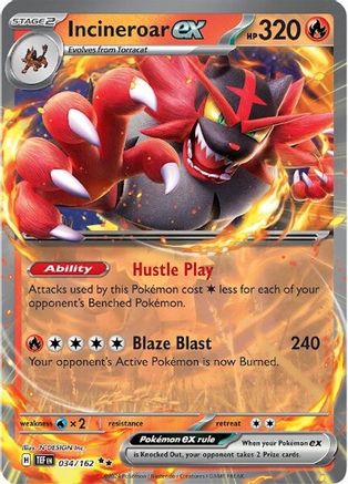 Incineroar ex (034/162) [SV05 Temporal Forces] Holofoil - Double Rare