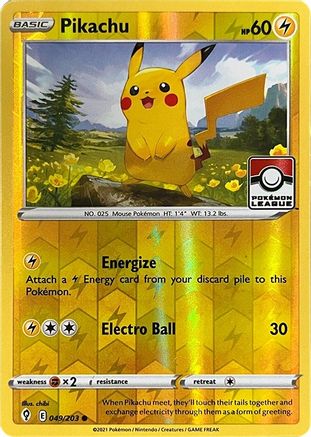 Pikachu (Pokemon League) (049/203) [League & Championship Cards] Reverse Holofoil - Common