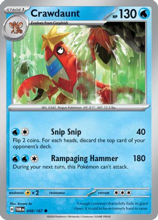 Crawdaunt (048) [SV06 Twilight Masquerade] Reverse Holofoil - Common