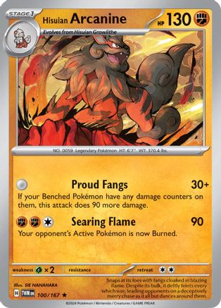 Hisuian Arcanine (100) [SV06 Twilight Masquerade] Holofoil - Rare