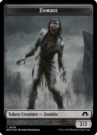 Zombie (Ripple Foil) // Elephant Double-Sided Token (M3C-39 // 18) [Modern Horizons 3 Commander] Foil