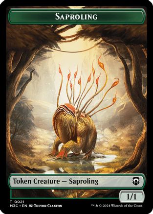 Saproling (Ripple Foil) // Emblem - Garruk, Apex Predator Double-Sided Token (M3C-21 // 27) [Modern Horizons 3 Commander] Foil