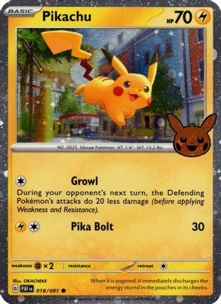 Pikachu (Cosmos Holo) (018/091) [Trick or Trade BOOster Bundle 2024] Holofoil - Holo Rare
