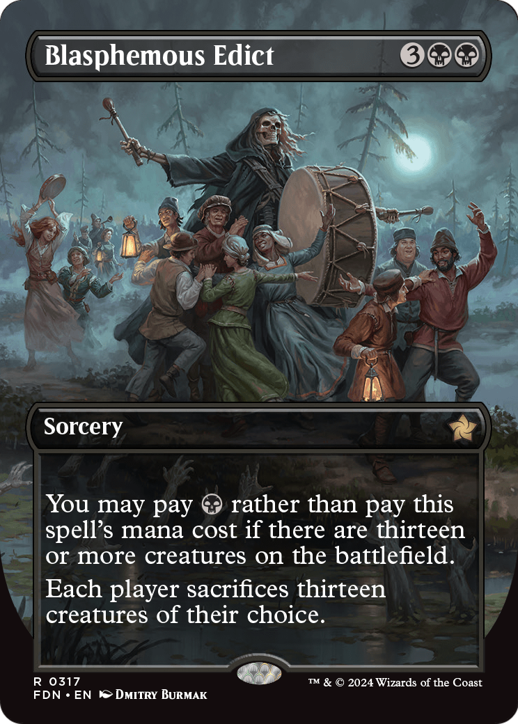 Blasphemous Edict (Borderless) (FDN-317) [Foundations] Foil