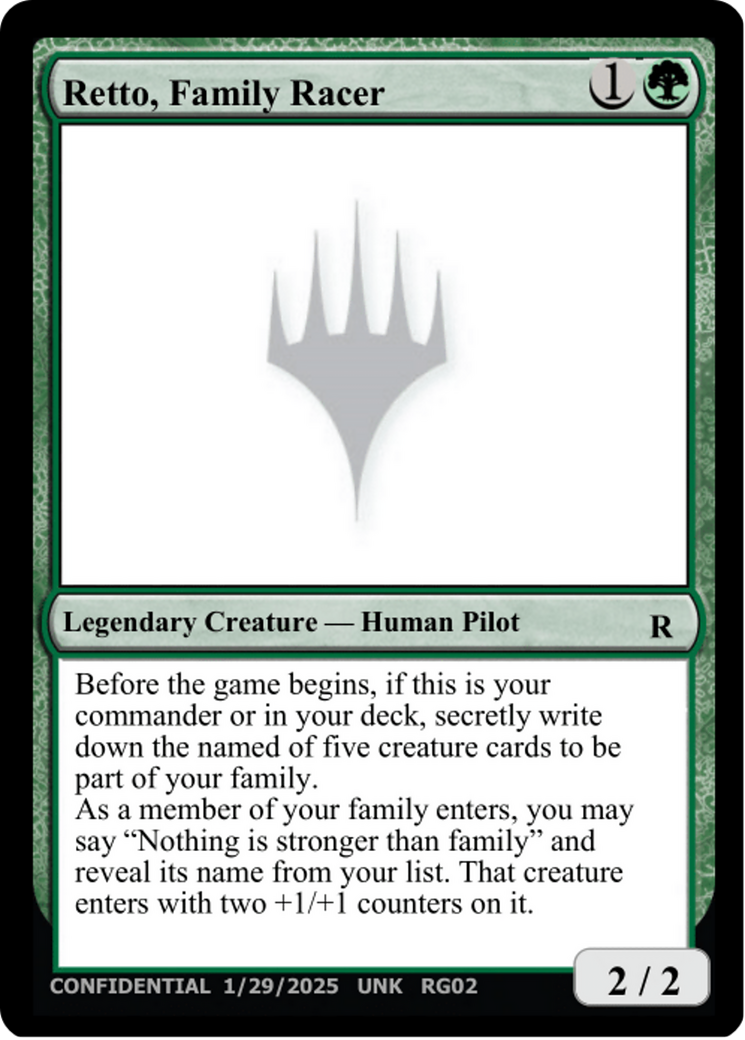 Retto, Family Racer (UNK-RG02) [Un-Known Event Playtest Cards]