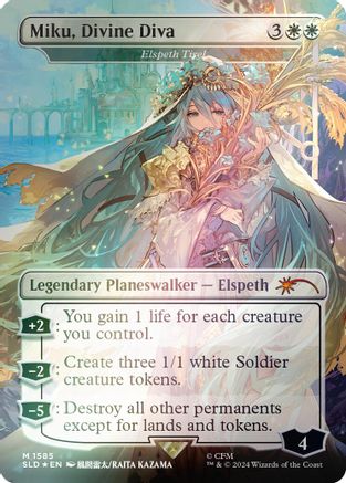 Miku, Divine Diva - Elspeth Tirel (Rainbow Foil) (SLD-1585) [Secret Lair Drop Series] Foil