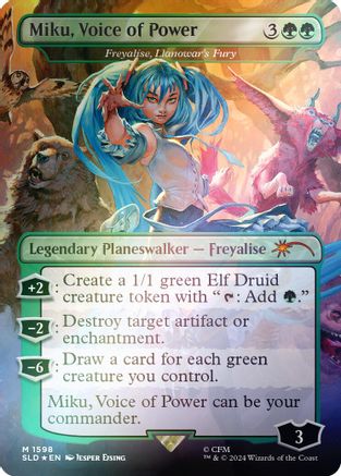 Miku, Voice of Power - Freyalise, Llanowar's Fury (Rainbow Foil) (SLD-1598) [Secret Lair Drop Series] Foil