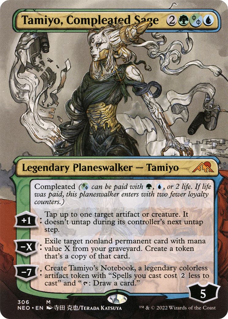Tamiyo, Compleated Sage (Borderless) (NEO-306) [Kamigawa: Neon Dynasty] Foil