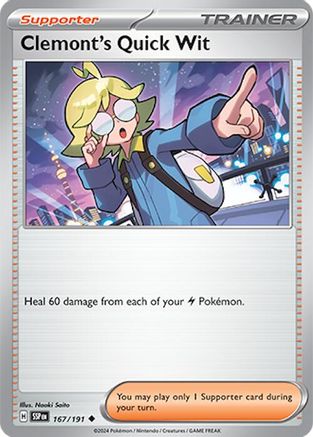 Clemont's Quick Wit (167/191) [SV08 Surging Sparks] Reverse Holofoil - Uncommon