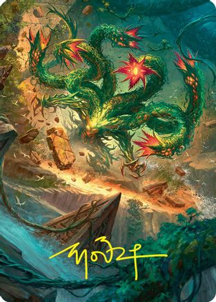 Mossborn Hydra Art Card (42/54) (Gold-Stamped Signature) (ASFDN-042) [Art Series: Foundations]