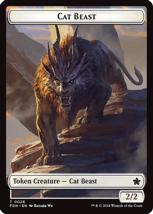 Cat Beast // Dragon (0017) Double-Sided Token (FDN-28 // 17) [Foundations]