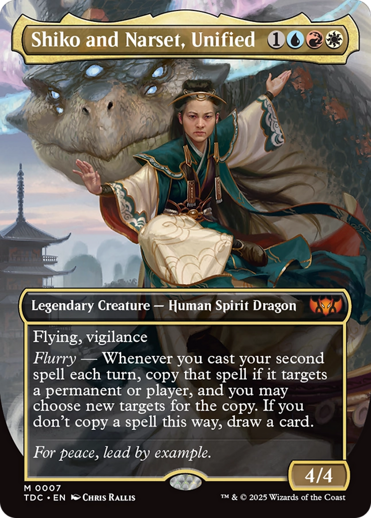 Shiko and Narset, Unified (Borderless) (TDC-007) [Commander: Tarkir: Dragonstorm] Foil