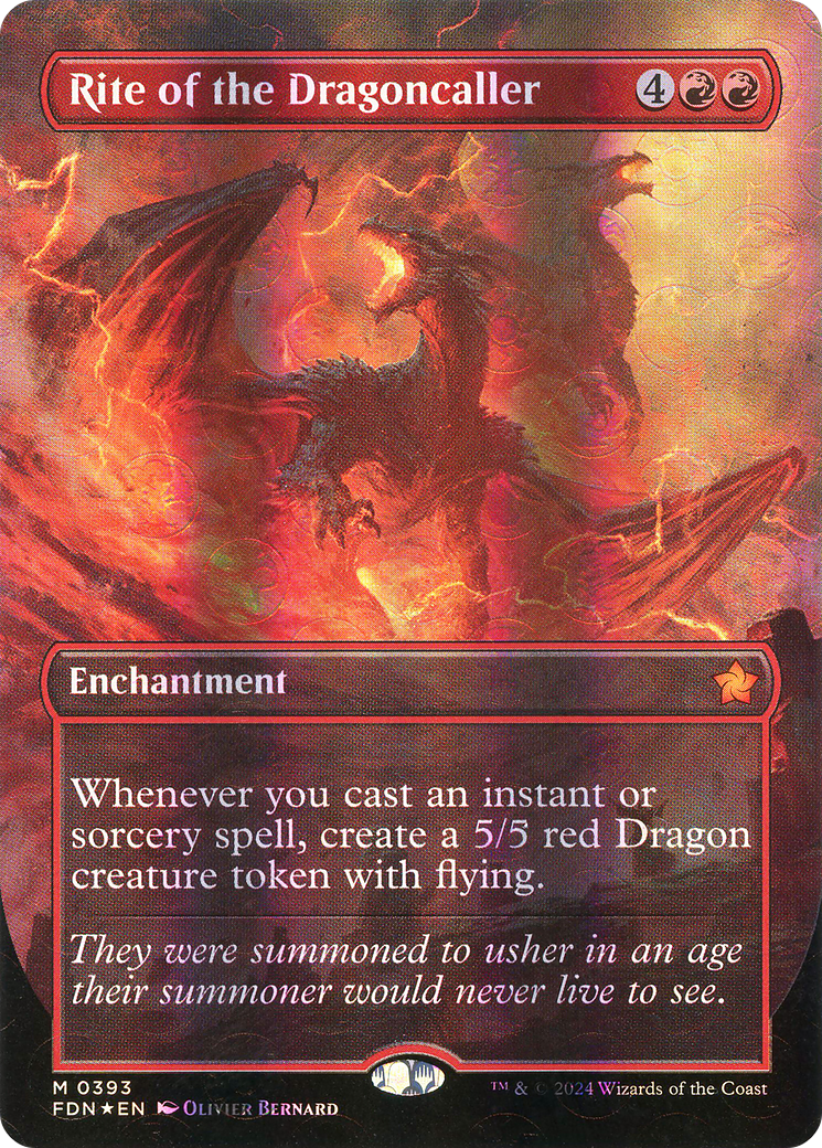 Rite of the Dragoncaller (Borderless) (Mana Foil) (FDN-393) [Foundations] Foil