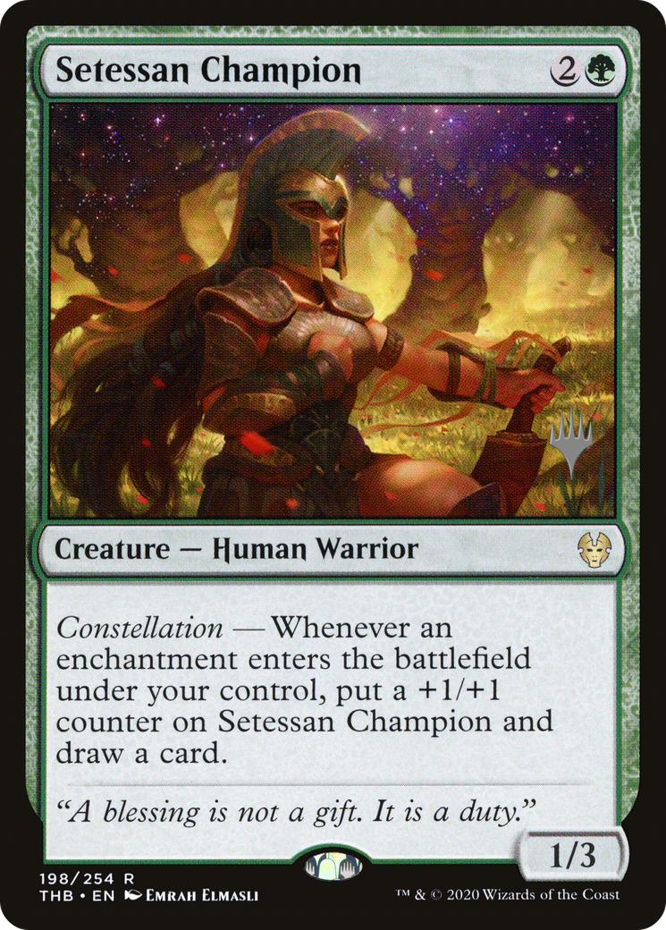 Setessan Champion (PPTHB-198) [Promo Pack: Theros Beyond Death Promos] Foil