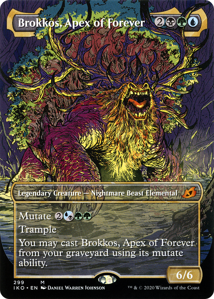 Brokkos, Apex of Forever (Showcase) (IKO-299) (Borderless) [Ikoria: Lair of Behemoths] Foil