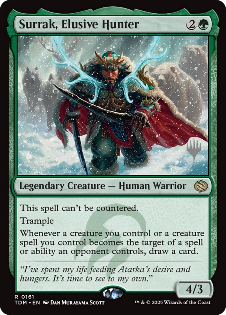 Surrak, Elusive Hunter (PPTDM-161) [Promo Pack: Tarkir: Dragonstorm] Foil