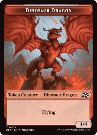 Dinosaur Dragon // Treasure Double-Sided Token (DFT-4 // 11) [Aetherdrift] Foil