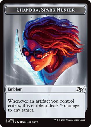 Emblem - Chandra, Spark Hunter // Vehicle Double-Sided Token (DFT-13 // 12) [Aetherdrift] Foil