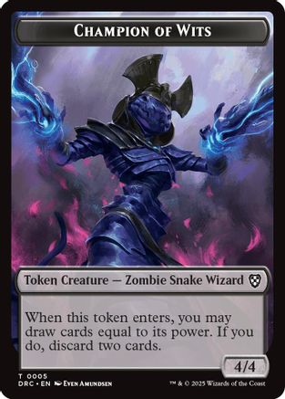 Champion of Wits // Zombie (0003) Double-Sided Token (DRC-5 // 3) [Commander: Aetherdrift] Foil