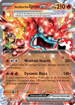 Hearthflame Mask Ogerpon ex (040/167) [Prize Pack Series Cards] Holofoil - Double Rare