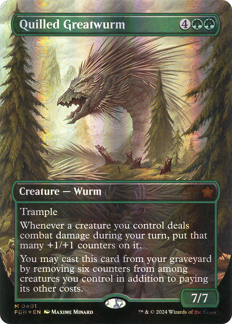 Quilled Greatwurm (Borderless) (Mana Foil) (FDN-401) [Foundations] Foil