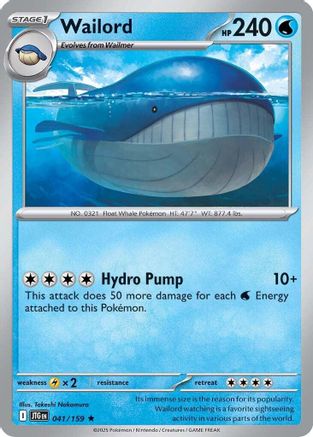 Wailord (041/159) [SV09 Journey Together] Reverse Holofoil - Rare