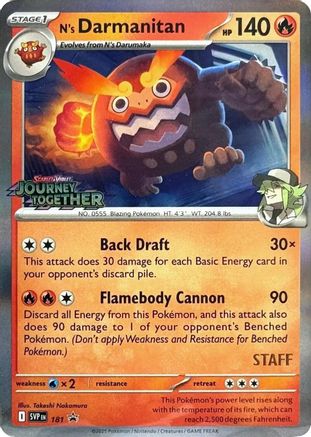 N's Darmanitan (Prerelease) [Staff] (181) [SV Scarlet & Violet Promo Cards] Holofoil - Promo