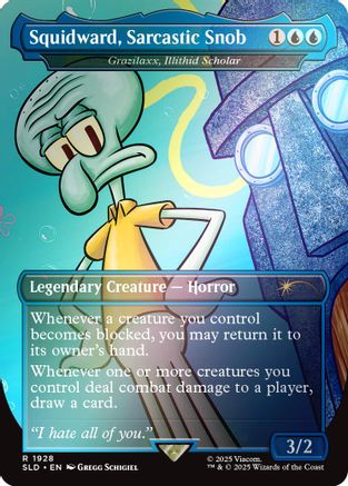 Squidward, Sarcastic Snob - Grazilaxx, Illithid Scholar (Rainbow Foil) (SLD-1928) [Secret Lair Drop Series] Foil