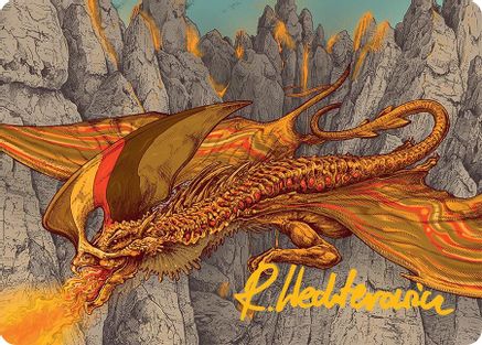 Magmatic Hellkite Art Card (34/54) (Gold-Stamped Signature) (AATDM-034) [Art Series: Tarkir: Dragonstorm]