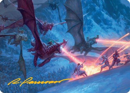 Dragonback Assault Art Card (22/54) (Gold-Stamped Signature) (AATDM-022) [Art Series: Tarkir: Dragonstorm]