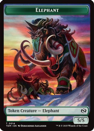 Elephant // Treasure  Double-Sided Token (TDM-14 // 16) [Tarkir: Dragonstorm] Foil