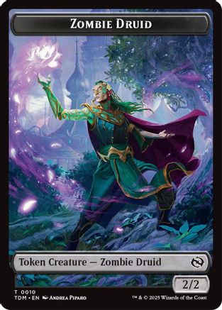 Zombie Druid // Treasure Double-Sided Token (TDM-10 // 16) [Tarkir: Dragonstorm] Foil