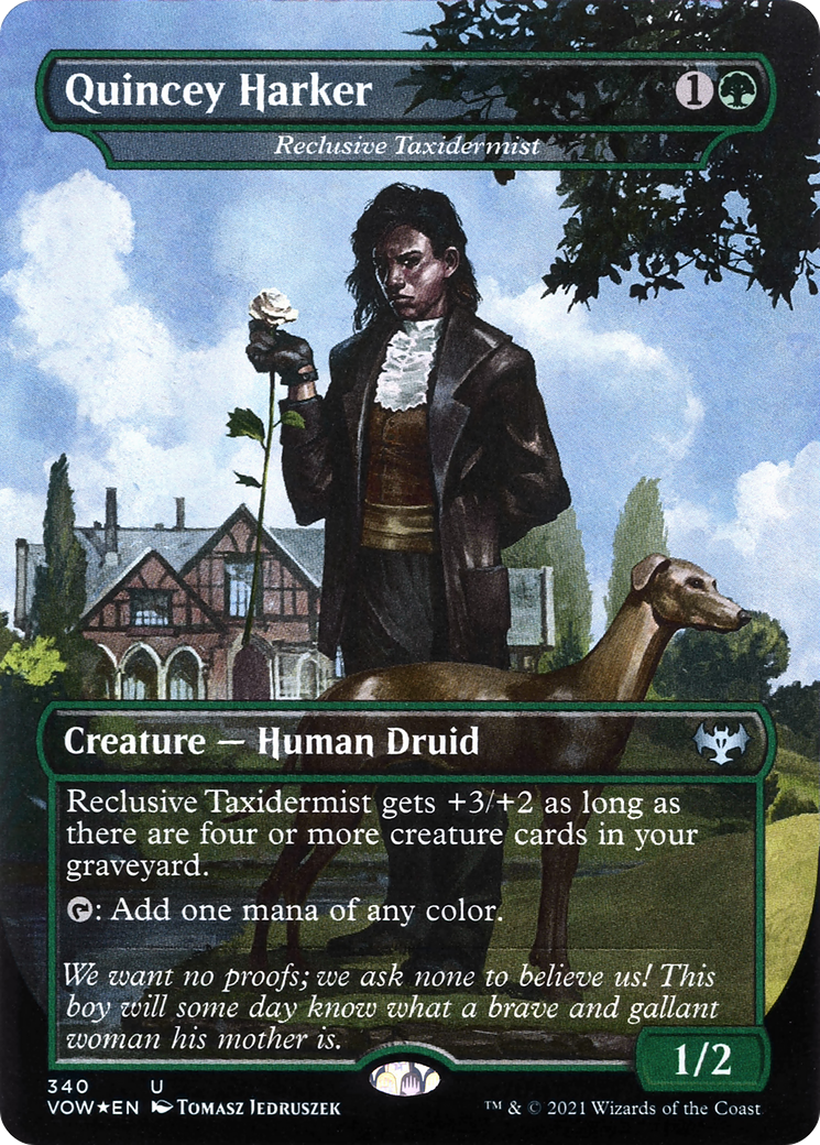 Quincey Harker - Reclusive Taxidermist (VOW-340) (Borderless) [Innistrad: Crimson Vow]