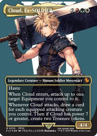 Cloud, Ex-SOLDIER (Borderless) (Surge Foil) (FIC-210) [Commander: FINAL FANTASY] Foil