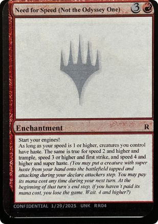 Need for Speed (Not the Odyssey One) [Un-Known Event Playtest Cards]