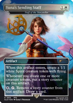 Yuna's Sending Staff - Staff of the Storyteller (Rainbow Foil) (SLD-1863) [Secret Lair Drop Series] Foil