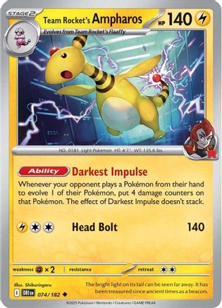 Team Rocket's Ampharos (074) [SV10 Destined Rivals] Reverse Holofoil - Uncommon
