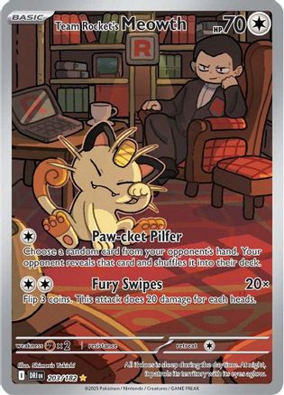 Team Rocket's Meowth (203/182) [SV10 Destined Rivals] Holofoil - Illustration Rare