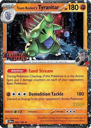 Team Rocket's Tyranitar (Prerelease) [Staff] (096) [Miscellaneous Cards & Products] Holofoil - Rare