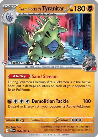 Team Rocket's Tyranitar (Pokemon Center Exclusive) (096) [Miscellaneous Cards & Products] - Rare