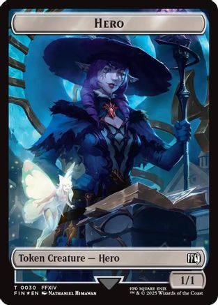 Hero (0030) // Wizard (0035) Double-Sided Token (Surge Foil) (FIN-30 // 35) [FINAL FANTASY] Foil