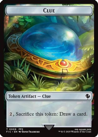 Clue // Treasure Double-Sided Token (Surge Foil) (FIC-9 // 36) [Commander: FINAL FANTASY] Foil