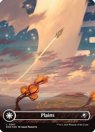 Plains (EOE-367) (Borderless) (Galaxy Foil) [Edge of Eternities] Foil