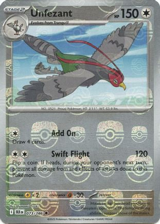 Unfezant (Master Ball Pattern) (073) [SV Black Bolt] Holofoil - Uncommon